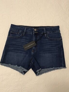 Just Black Denim Double Button Frayed Hem Shorts